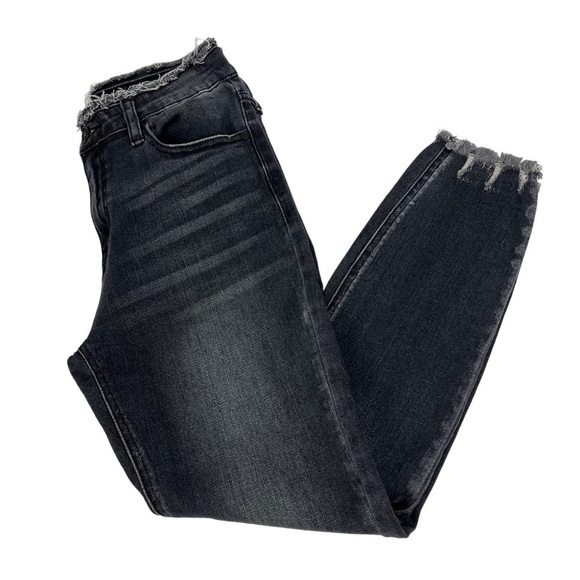 KanCan Junior Women’s Dark Gray Jeans Sz 27 (7) Distressed/Ripped Raw Hems/Waist - Picture 5 of 13